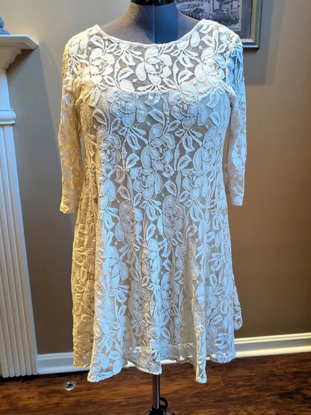Free People Floral Lace Mini Dress Large